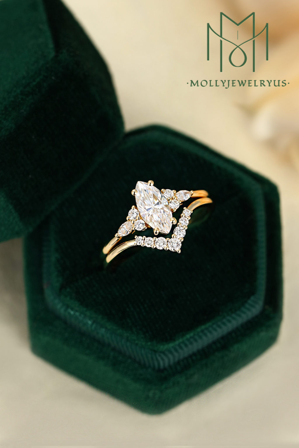 mollyjewelryus moissanite bridal ring sets