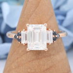 Emerald Cut Moissanite Rose Gold Engagement Ring