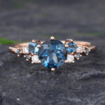 Pattiring Unique London Blue Topaz Rose Gold Engagement Ring